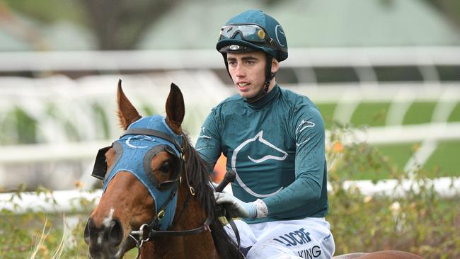 Lachie King was injured after a fall at Benalla on Sunday. Picture: AAP Image–Vince Caligiuri