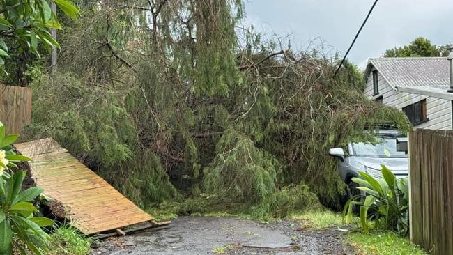 Storm damage on back of Ballina and Wyrallah Rd's in Lismore. Picture: Victoria Pitel