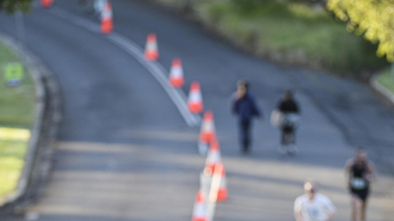 Runners on Bridge St in the Toowoomba Marathon events, Sunday, May 4, 2025. Picture: Kevin Farmer
