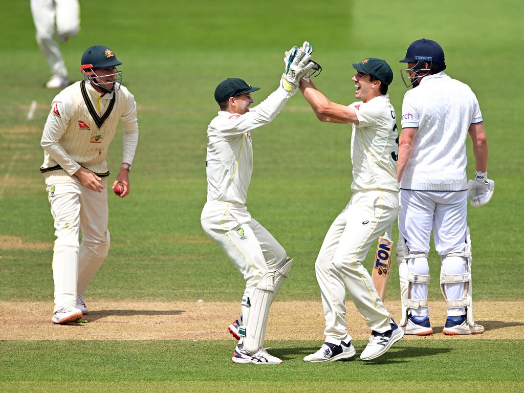 It was Pat Cummins was behind the Bairstow stumping. Picture: Getty Images