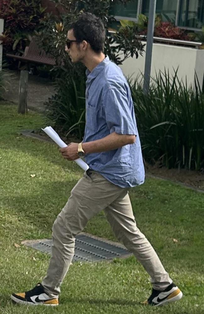 Michael Jason King, 28, walks away from Gympie Magistrates Court after pleading guilty to two counts of drug driving and driving without due care or attention.