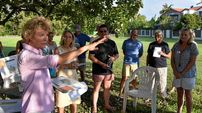 NOT HAPPY: Andrea Fox explains to five Noosa councillors why residents are not happy with the proposed park upgrades. Picture: Peter gardiner