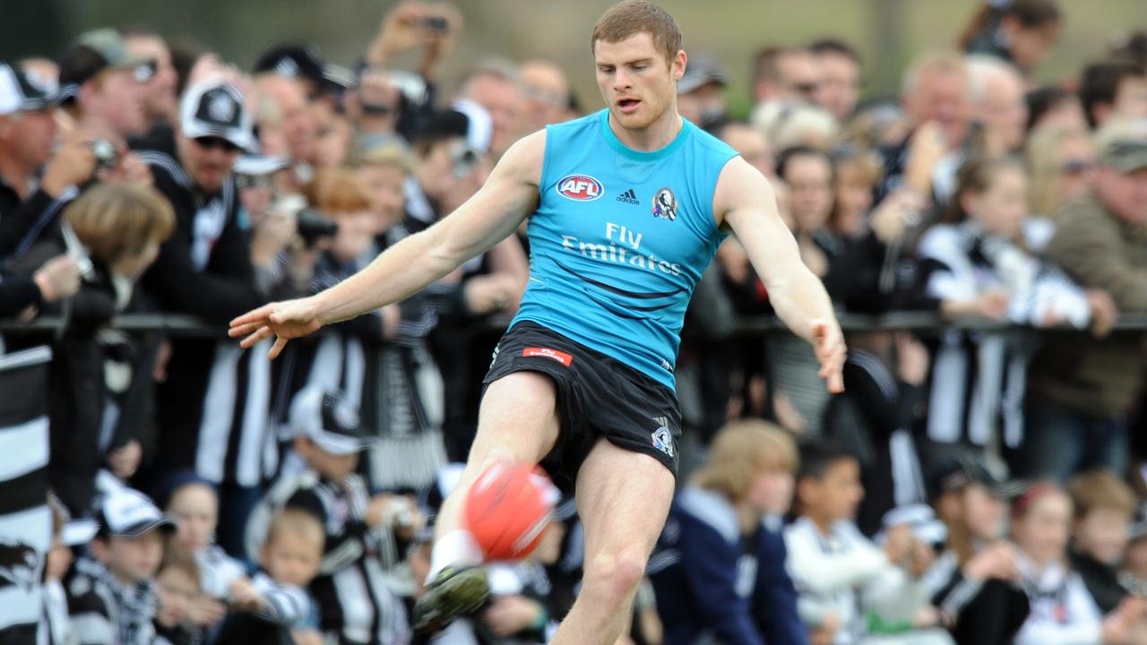 Heath Shaw at Collingwood training in the lead up to the 2010 grand final. Picture: AAP Images