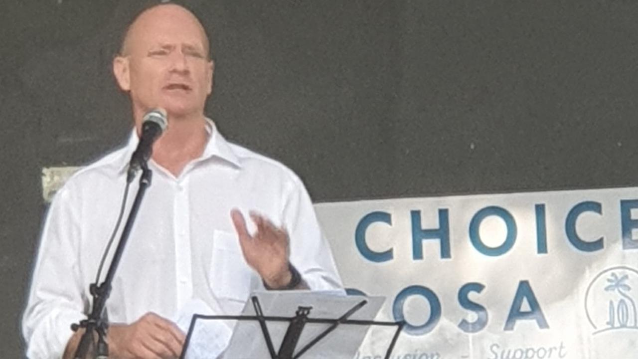 Former Queensland Premier Campbell Newman spoke at an anti-mandate rally at Noosa Heads. Picture: Facebook