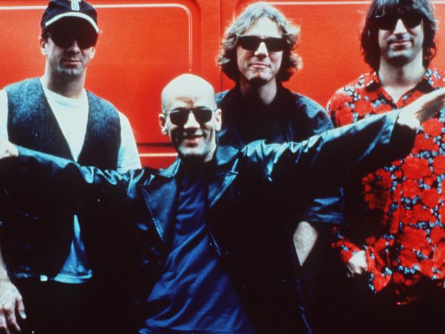 Members L-R Mike Mills, Bill Berry, Michael Stipe &amp; Peter Buck from the band REM. Band/REM