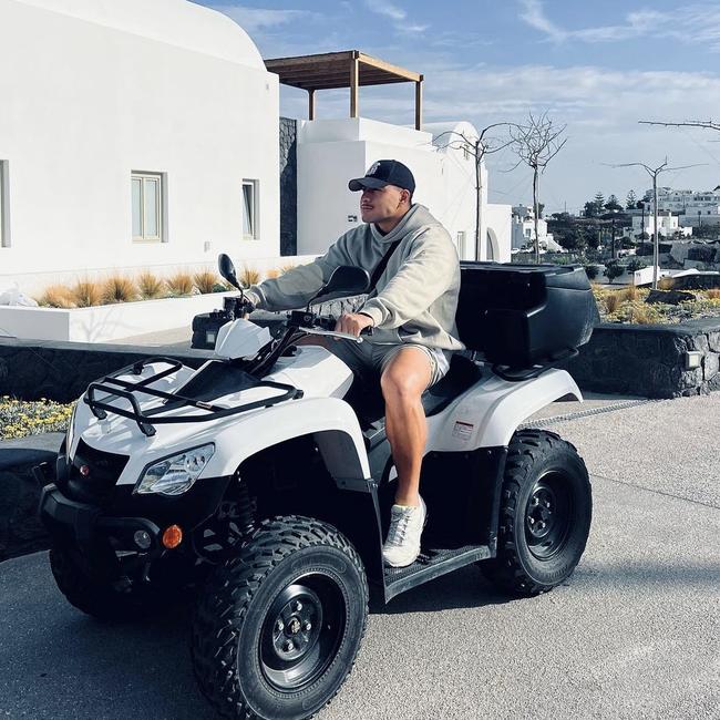 Penisini on a quad bike in Santorini, Greek Islands. Picture: Instagram