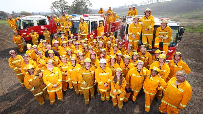 CFA volunteers who have been on the frontline in East Gippsland this summer. Picture: Alex Coppel.