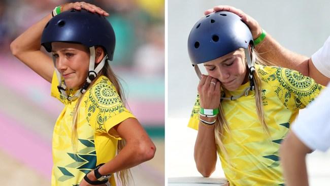 Chloe Covell was devastated after missing her shot at an Olympic medal. Photo: Julian Finney/Getty Images, Adam Head