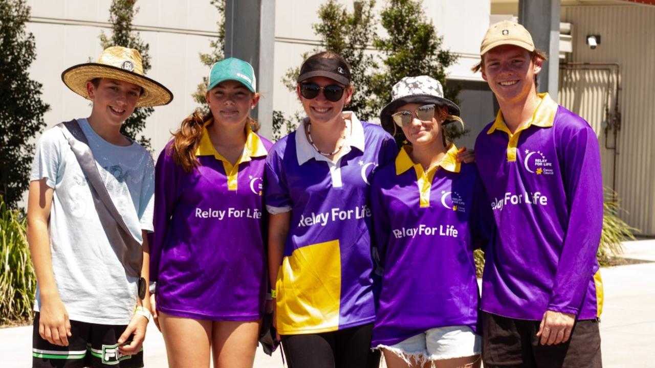 Cooper Stevens, Lily Mason, Abigiail Marsan, Oliver and Jacob from Bundaberg Christian College at the 2023 Bundaberg Relay for Life.