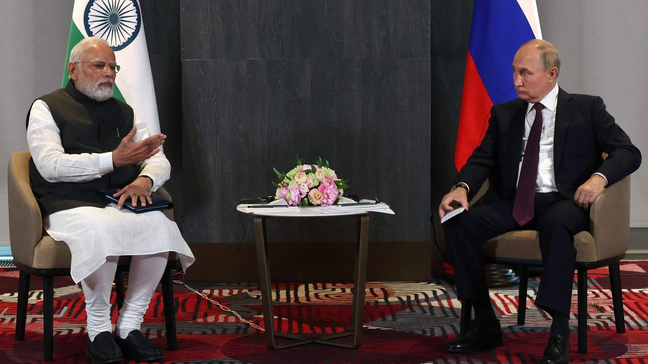 Despite their alliance, India Prime Minister Narendra Modi has expressed concerns over Russian President Vladimir Putin’s invasion of Ukraine. Picture: Sergei Bobylyov/Sputnik/AFP