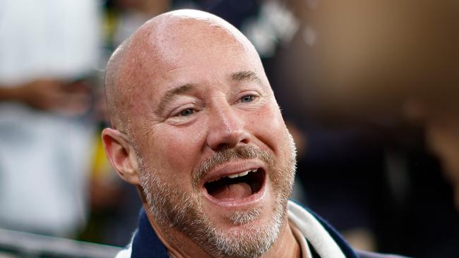 MELBOURNE, AUSTRALIA - MARCH 14: Carlton President Luke Sayers celebrates during the 2024 AFL Round 01 match between the Carlton Blues and the Richmond Tigers at the Melbourne Cricket Ground on March 14, 2024 in Melbourne, Australia. (Photo by Michael Willson/AFL Photos via Getty Images)