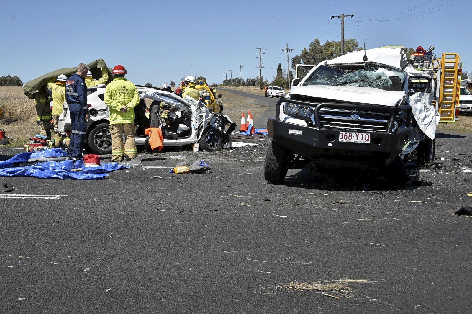 Fatal crash, involving a truck and two cars on Warrego Highway at the intersection Brimblecombe Road. September 2018. Picture: Bev Lacey