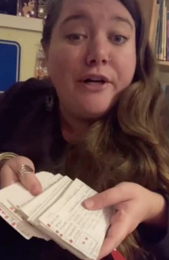 Mollie started sharing details from each flashcard after she responded to a viral video last year. Picture: TikTok/molliemoonmermaid