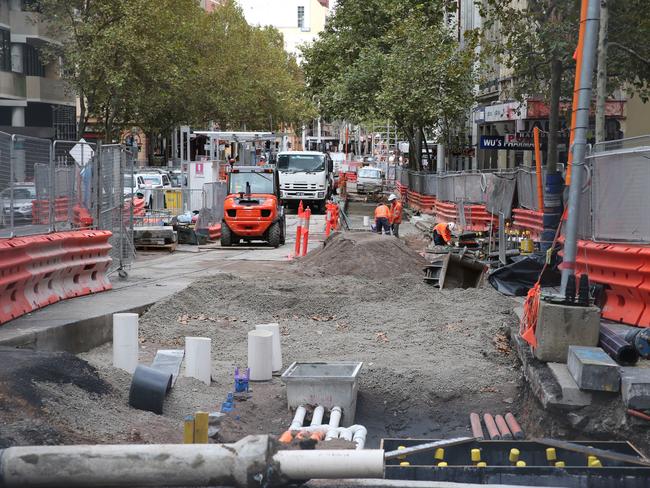 Now completed light rail construction on George St, Haymarket. Picture: John Grainger