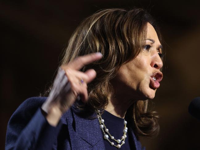 Democratic presidential nominee, US Vice President Kamala Harris speaks at a campaign rally at Jenison Field House on the Michigan State University campus on November 3, in Lansing, Michigan. Picture: Scott Olson/Getty Images