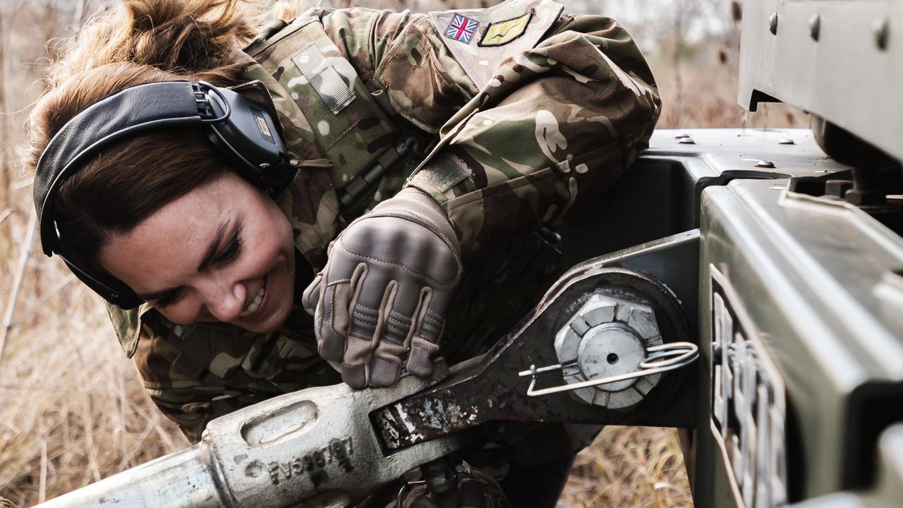 The Duchess of Cambridge spent time with the British Army last year. Picture: Twitter/ @kensingtonroyal