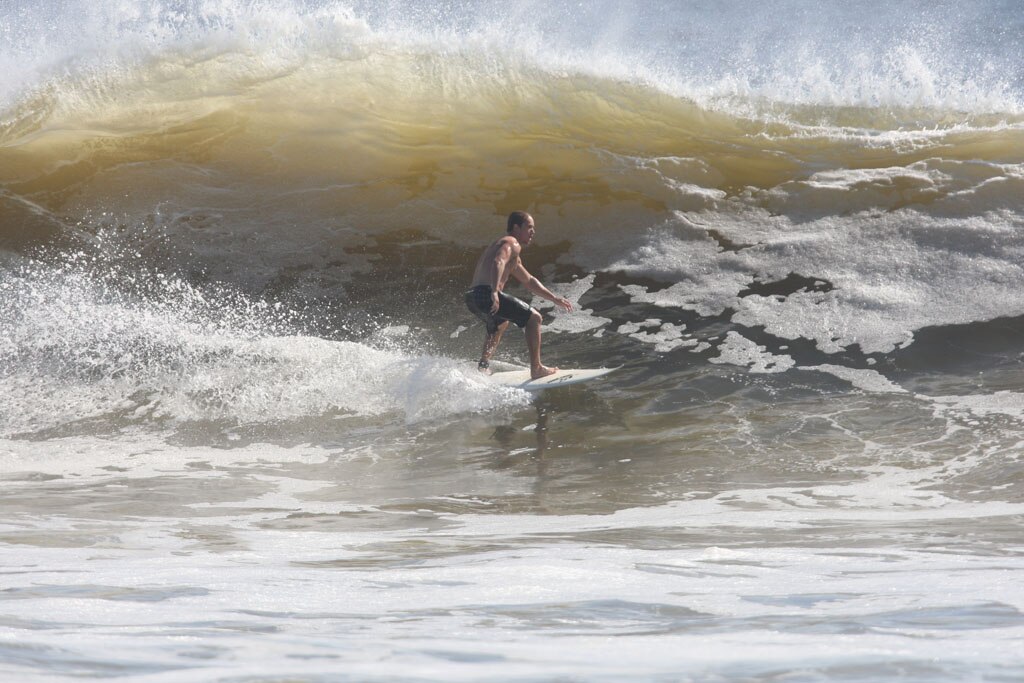 The moves were bigger and the tubes getting longer as the swell from an ex-cyclone sends massive waves onto the Sunshine Coast point breaks. Picture: Nicholas Falconer
