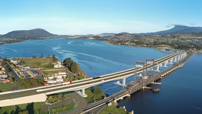 An artist’s impression of an option for the new Bridgewater Bridge.