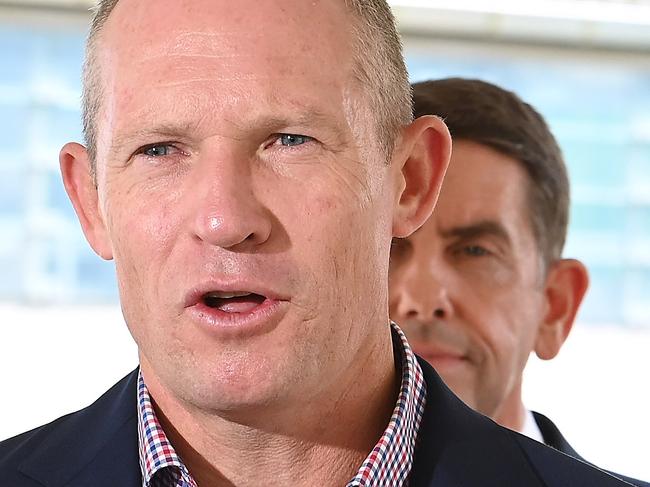 BRISBANE, AUSTRALIA - NewsWIRE Photos APRIL 12, 2024:  Minister Mick de Brenni talks to the media at the Logan Hospital expansion. Logan HospitalPicture: NCA NewsWIRE / John Gass