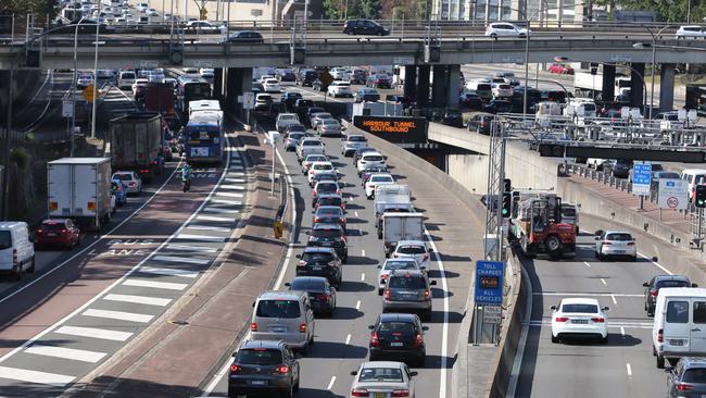 Overheight trucks stuck in the Harbour Tunnel are the main cause of severe traffic in the area with queues of cars stretching back to the M2 and Seaforth in some cases. Picture: John Grainger