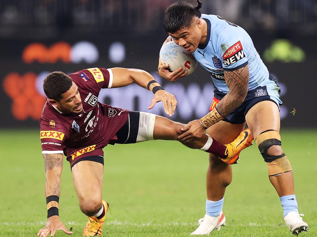 Dane Gagai struggled with his defence in the opening two games of the Origin series. Picture: Mark Kolbe/Getty Images