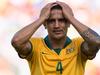 PORTO ALEGRE, BRAZIL - JUNE 06: Tim Cahill of Australia reacts after the second goal by the Netherlands during the FIFA World Cup Brazil 2014 Group B match between Australia and the Netherlands at the Beira-Rio Stadium June 18, 2014, in Porto Alegre , Brazil. (Photo by Vinicius Costa/Getty Images)