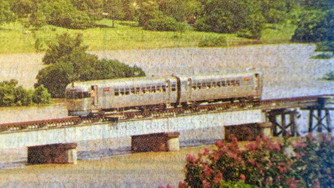 1999 FLOOD: The Mary Valley Heritage Railway's rail motor provided a vital link between Gympie and Monkland during the February flood, ferring workers back and forth across the high level Deep Creek rail bridge. Picture: Renee Albrecht