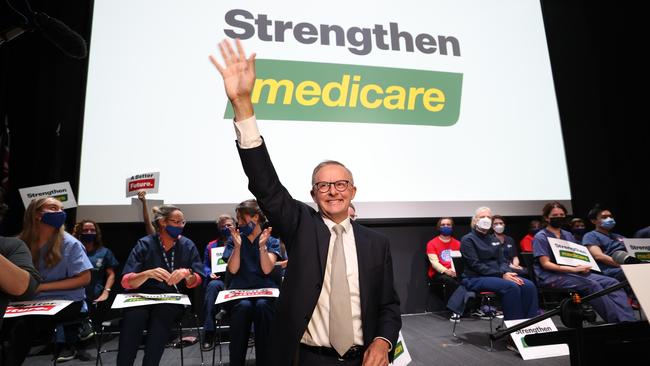 Labor leader Anthony Albanese made the promise as part of its campaign on healthcare. Picture: Toby Zerna