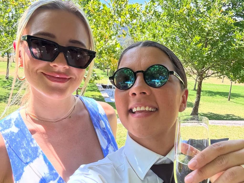 Sam Kerr and her partner Kristie Mewis, at a wedding in the Hunter Valley in NSW on Friday this week. Picture: Sam Kerr / Instagram