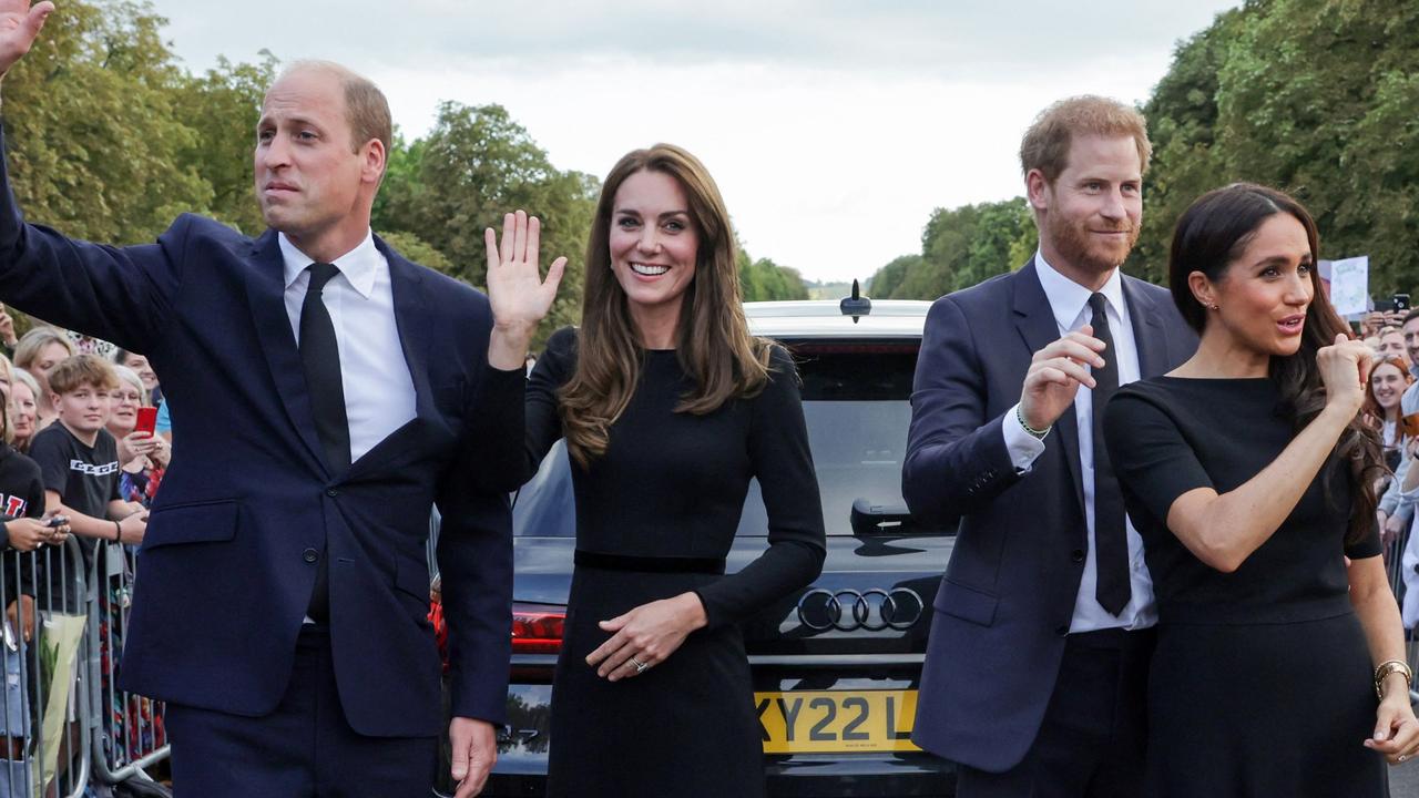 William, Kate, Harry and Meghan recently reunited for a walkabout in Windsor ahead of the Queen’s funeral in September. Picture: Chris Jackson / POOL / AFP