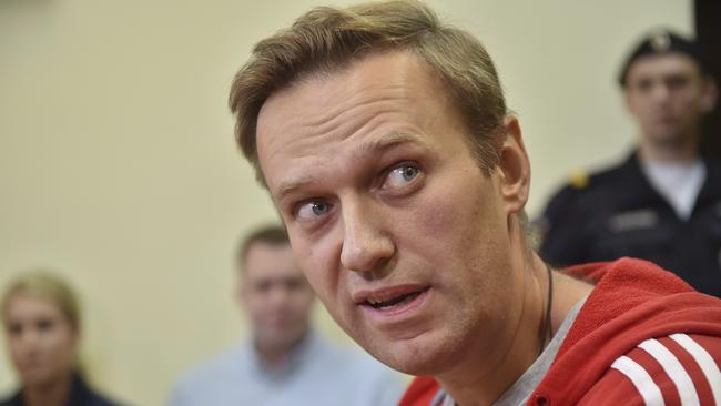 Alexei Navalny in a Moscow court in June. Picture: AP