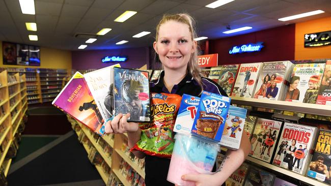 The Video Shop Durack, the last rental DVD store in the NT, will close its doors on July 1. Pictured is assistant Samatha Smart at the store last year. Picture: Keri Megelus