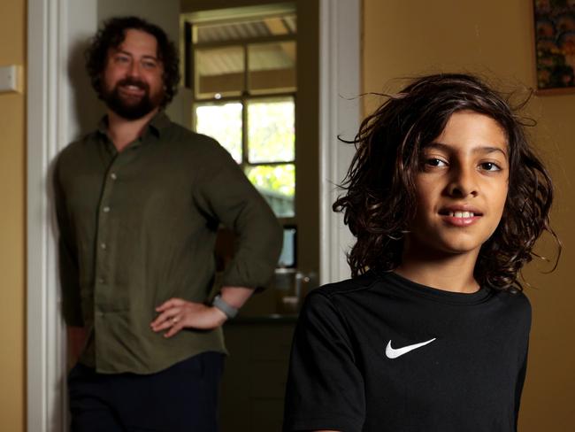 Matthew Lorenzon has created an unusual solution to encourage Ezra, his 10yo stepson, to meet his musical goals each day. The home wifi network is switched off until Ezra completes 10 minutes of piano practice which is measured by a device attached to the piano. Jane Dempster/The Australian.