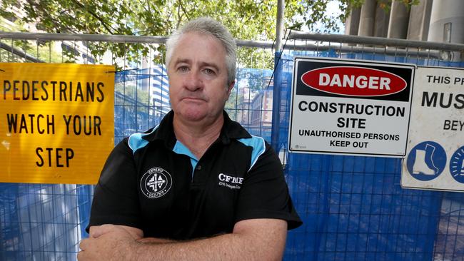 CFMEU construction and general national secretary, Dave Noonan, said the union defy the new building code by “all means available.” Picture: Kelly Barnes/The Australian