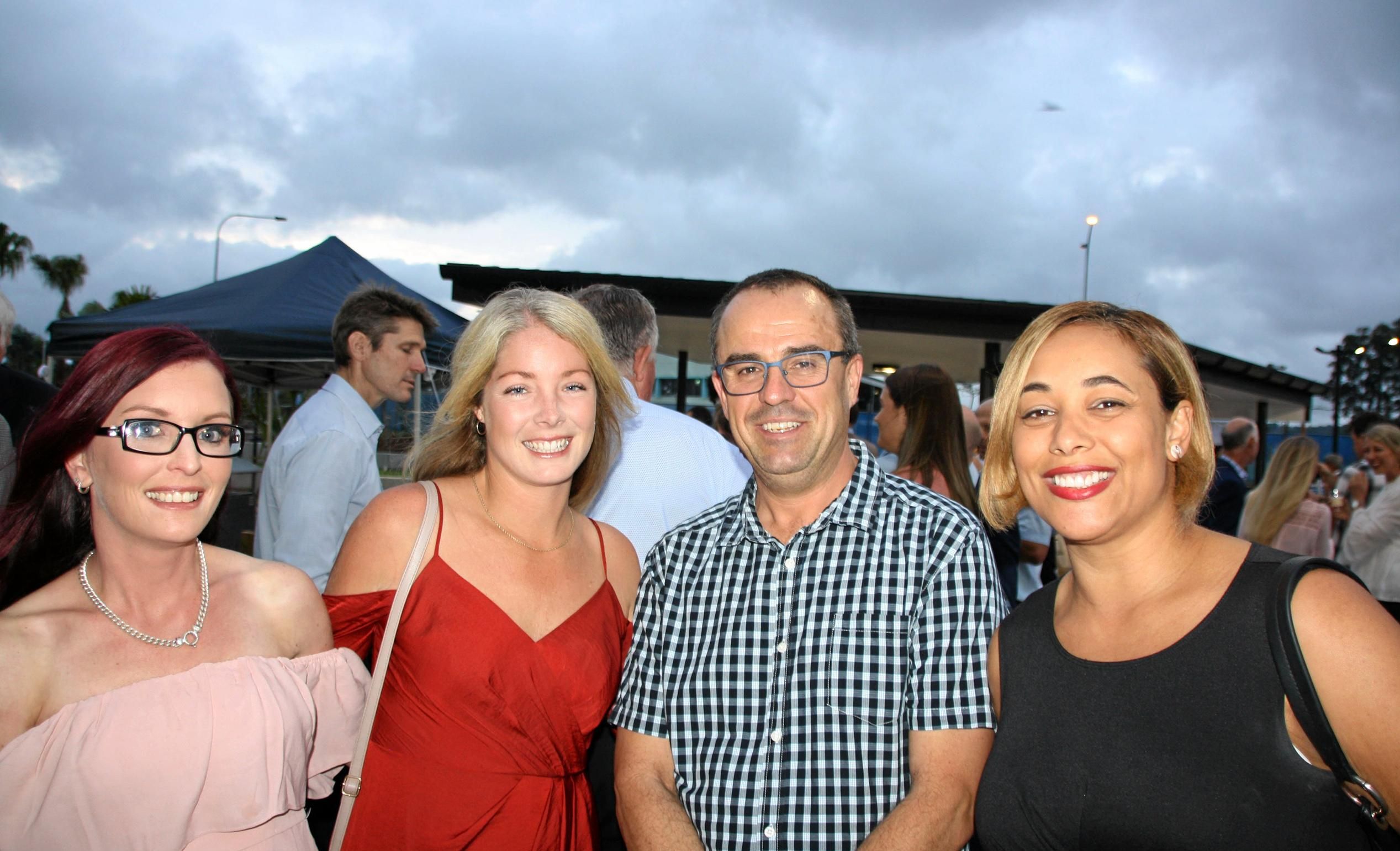 ?Tash Matson and Ashleigh Whisson, of WorkPac with Rodney Hayman and Kerri Tutton of Youi at the Hutchinson Builders evening at the new Youi headquarters, Sippy Downs. Picture: Erle Levey