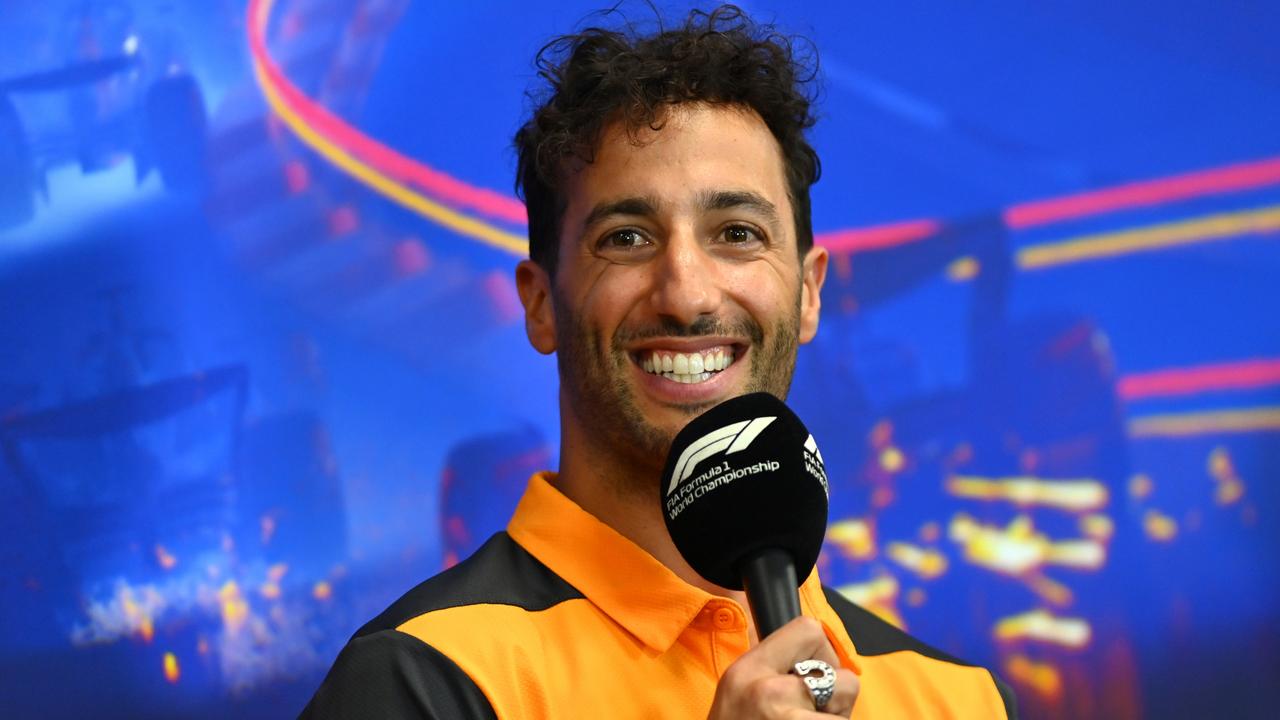 Daniel Ricciardo still had his trademark smile and sense of humour at a recent press conference after McLaren announced it was cutting ties with him at the end of the year. Picture: Getty Images