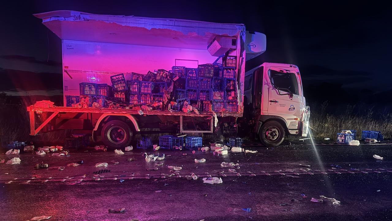 A milk truck and a semi-trailed side-swiped each other at Southbrook, causing a large amount of milk to spill.