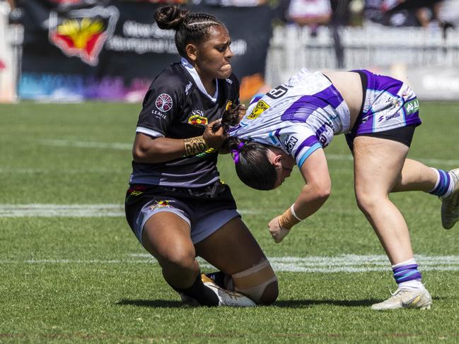 Savannah Roberts-Hickling makes a tackle. Picture: Andrea Francolini