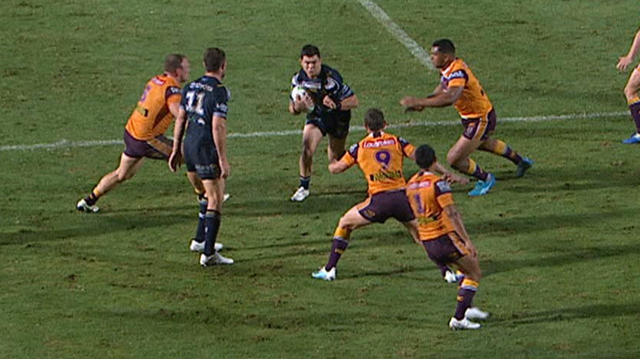 Jake Clifford is denied a try due to obstruction.