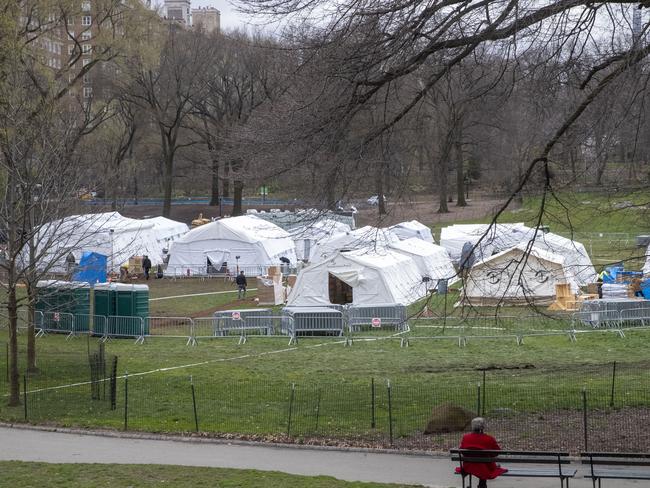 The makeshift hospital in New York’s Central Park. Picture: AP