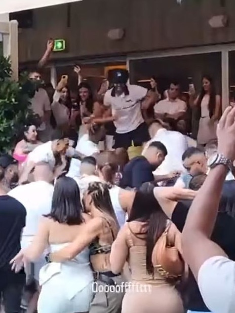 The video shows a tangle of people fighting by the bar. Picture: Facebook