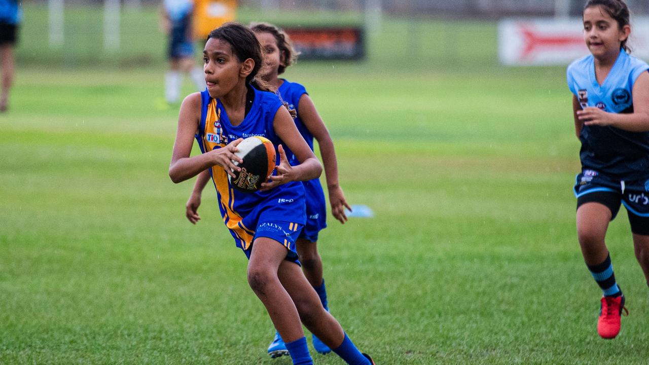 Under-10s compete in the first Darwin Buffaloes NTFL home game against Wanderers at Woodroffe Oval. Picture: Pema Tamang Pakhrin