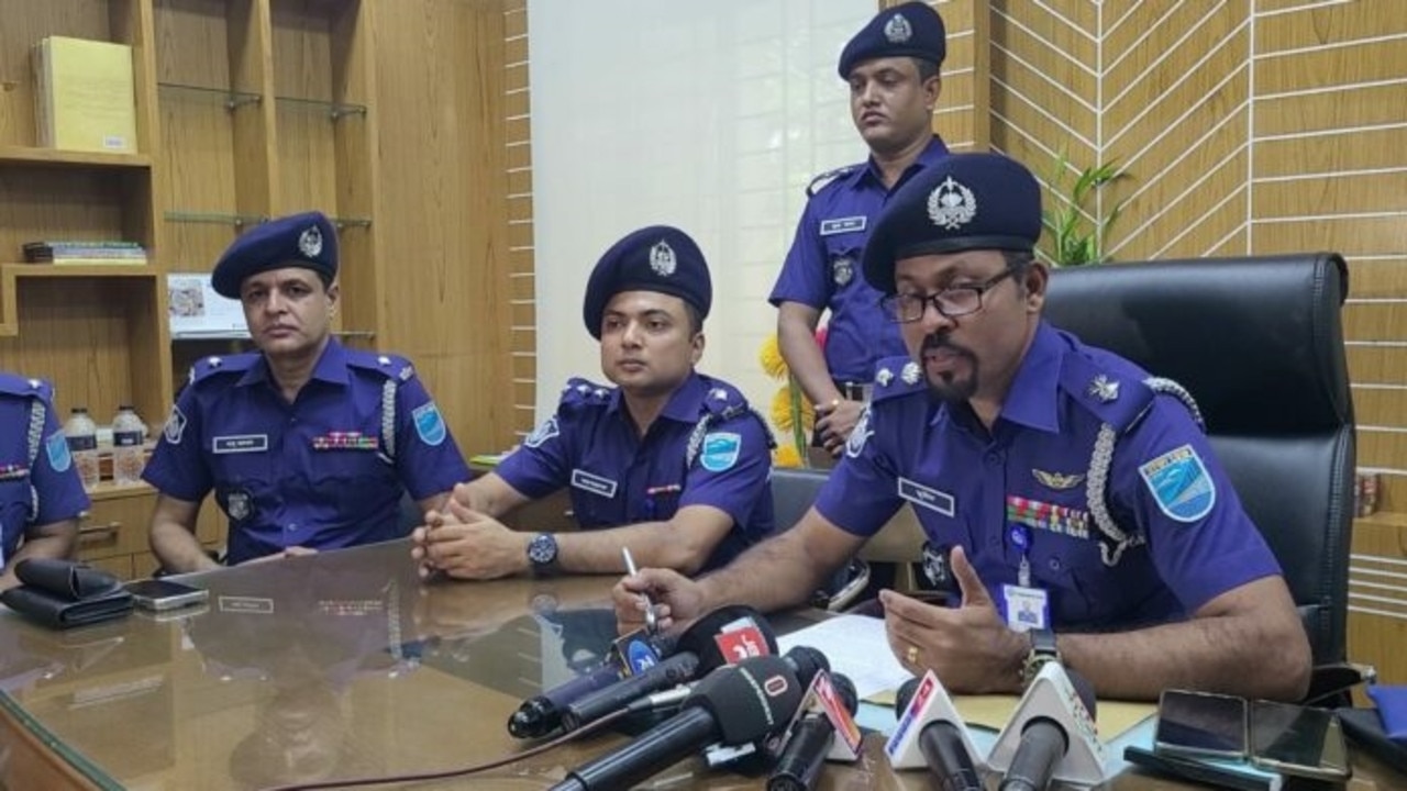 Police Superintendent Ahmad Mueed speaking at a press conference about the case. Picture: Bangladesh Police