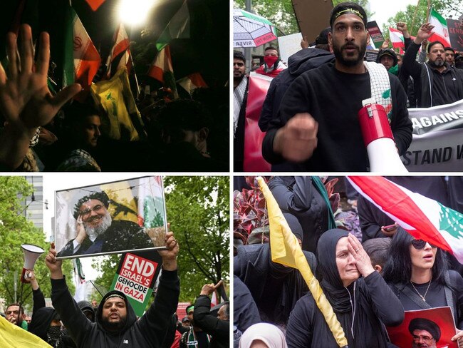 Protesters at the Sydney Opera House on October 9 last year, top left, and in Melbourne and Sydney on Sunday.