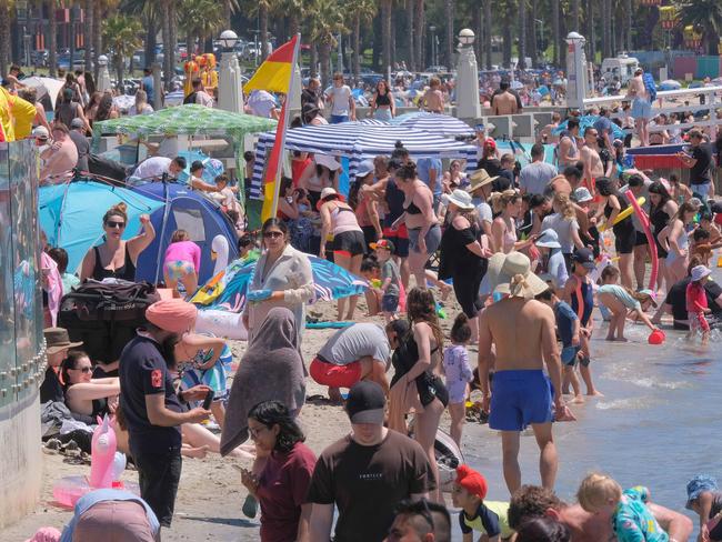 The public holiday and hot weather made it an ideal beach day. Picture: Mark Wilson