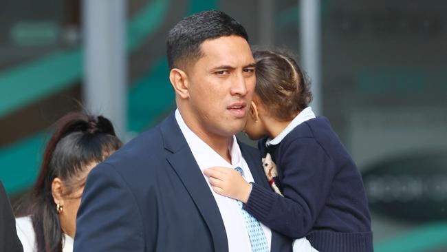 Oshae Jackson Tuiasau, 30, at the Brisbane Supreme Court where he is facing charges of one count of unlawful striking causing death. Picture: NewsWire/Tertius Pickard