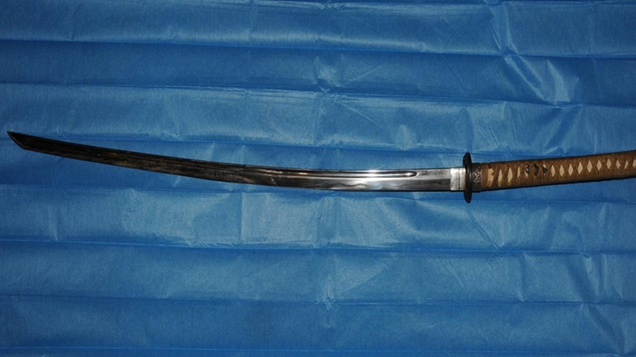 The samurai sword with which Blake Davis struck Jett McKee in Forest Lodge on a Friday afternoon in August, 2018. Picture: NSW Supreme Court.