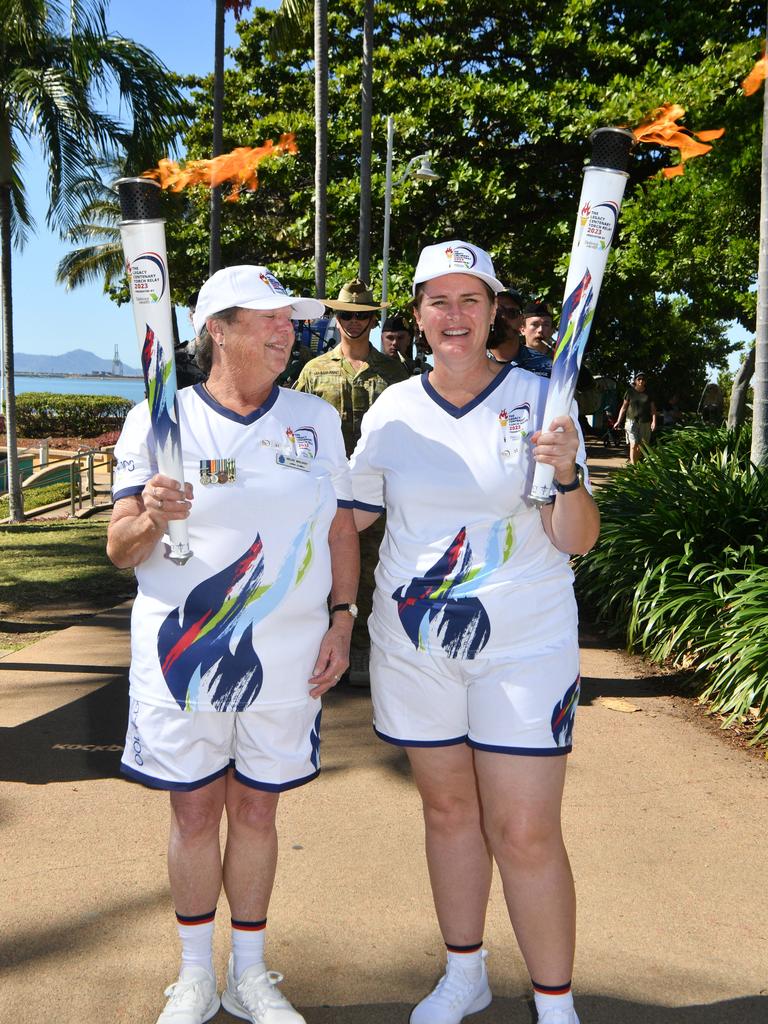 Legacy Centenary Torch Relay and community day at Jezzine Barracks. Torch bearers Helen Moloney and Melissa Bingley. Picture: Evan Morgan