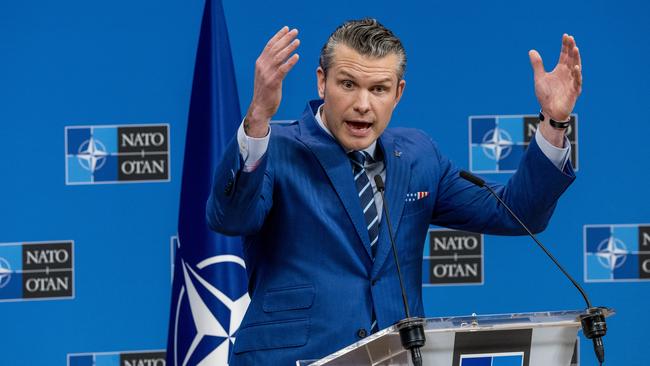 US Secretary of Defence Pete Hegseth at NATO headquarters in Brussels on Thursday. Picture: Getty Images