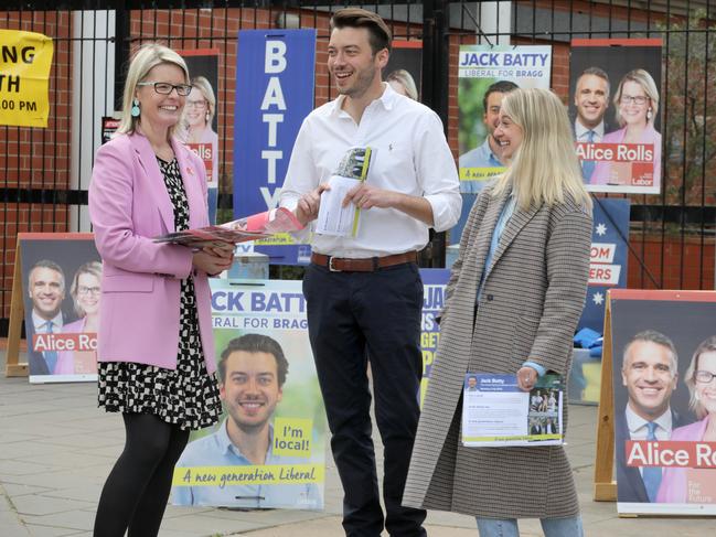 Bragg candidates Alice Rolls and Jack Batty with wife Charlotte. Picture: Dean Martin